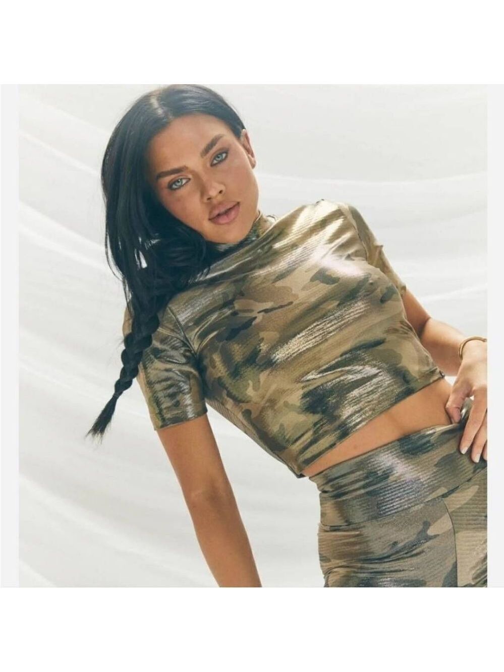 Koral Stella Glaze Camo Crop Top Sz S